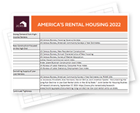 A list of data sources used in the America's Rental Housing 2022 report