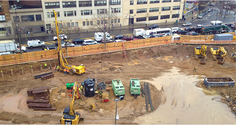 Photo showing construction site during excavation. 