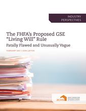 Cover of the paper "The FHFA's Proposed GSE 'Living Will' Rule"