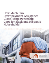 Cover of the paper "How Much Can Downpayment Assistance Close Homeownership Gaps for Black and Hispanic Households?"