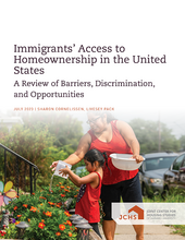 Cover of the paper "Immigrants’ Access to Homeownership in the United States: A Review of Barriers, Discrimination, and Opportunities."