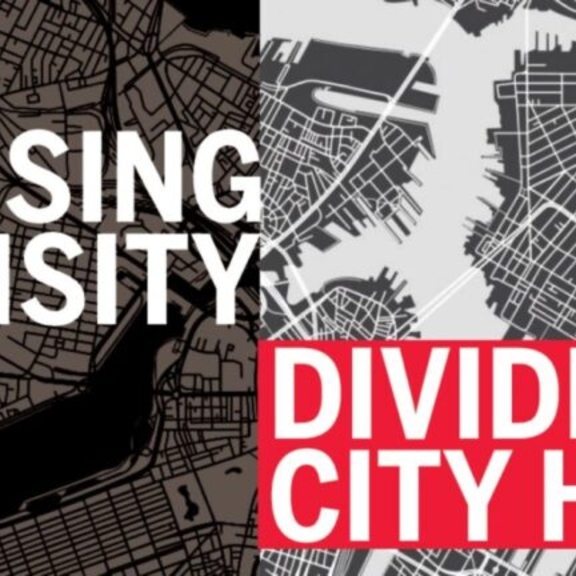 Graphic saying "Housing Density Divides City Hall."
