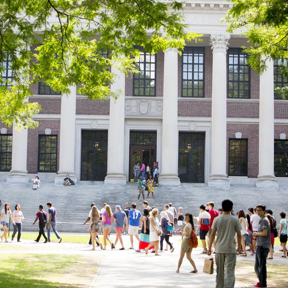 View of Widener Library on Harvard campus.