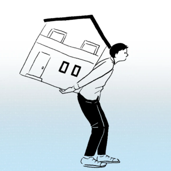 Illustration of man carrying a house on his back