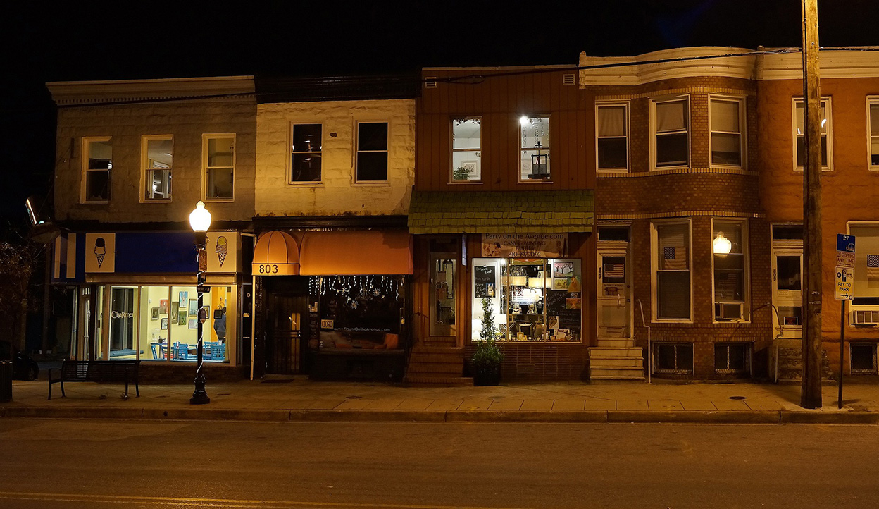 Neighborhood street at night