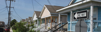 Row of small homes in New Orleans, Louisiana.
